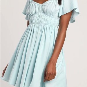 Sleeve mini dress,  Light Blue- New